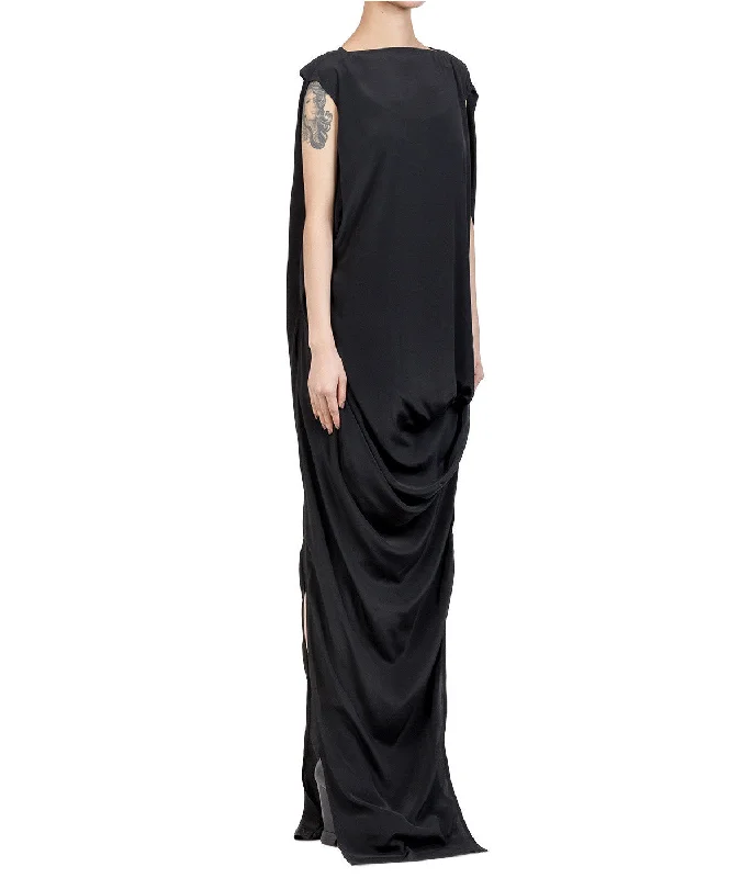 Black Nouveau Drape Dress