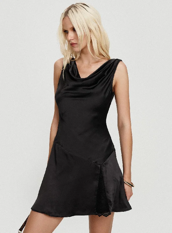 Old Money Mini Dress Black Comfortable Boho Mini Dress
