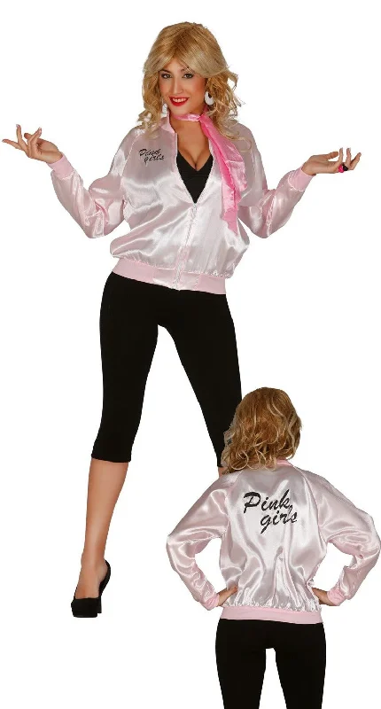 Pink 50's Ladies Jacket Front Pockets Side Pockets Patch Pockets