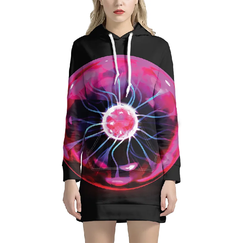Plasma Ball Print Pullover Hoodie Dress