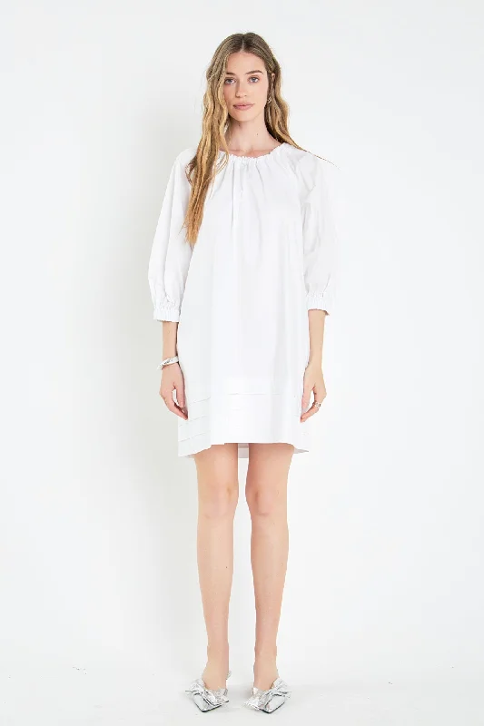 English Factory - Pleats Detail Boxy Mini Dress Fashionable Boho-Chic Mini Dress