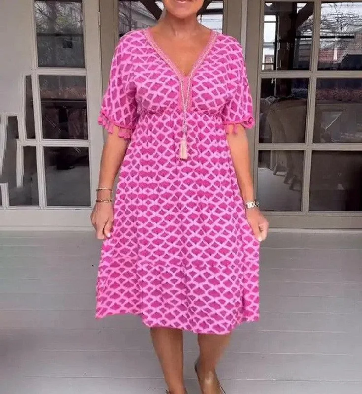 Plus Size Women's Clothing Dress V-neck French Style