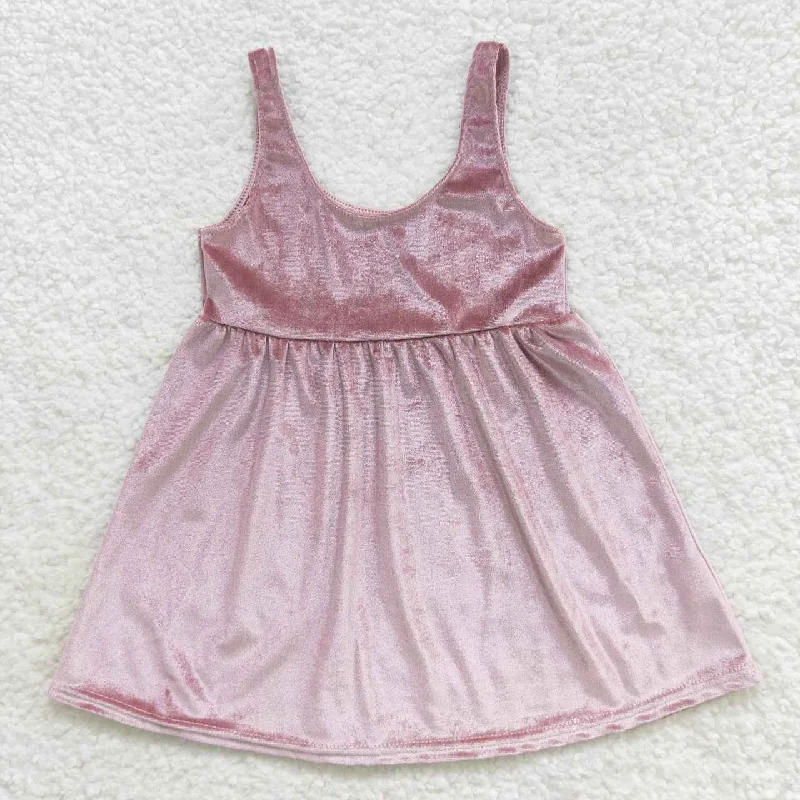 Brown velvet one-piece dress
