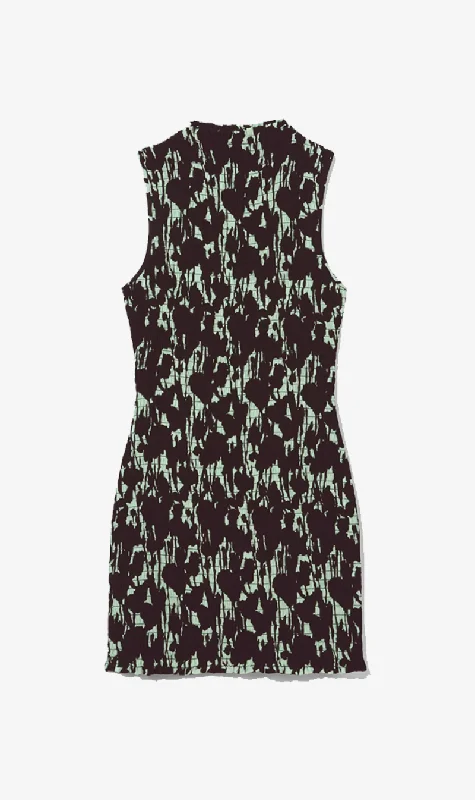 Proenza Schouler White Label | Printed Smocked Mini Dress - Mint/Black Cozy Ruched Mini Dress