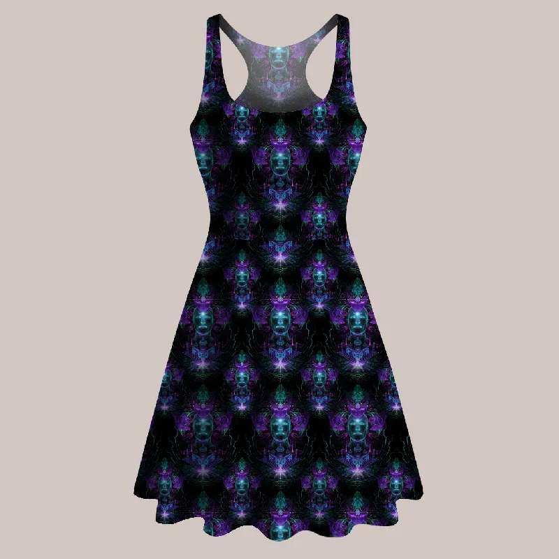 Psychedelic Skater Dress (UV/RGB, Eco-Friendly) | CYBERDELIC
