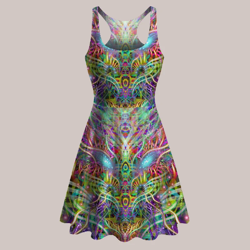 Psychedelic Skater Dress (UV/RGB, Eco-Friendly) | DRACOMETHYLTRYPTAMINE