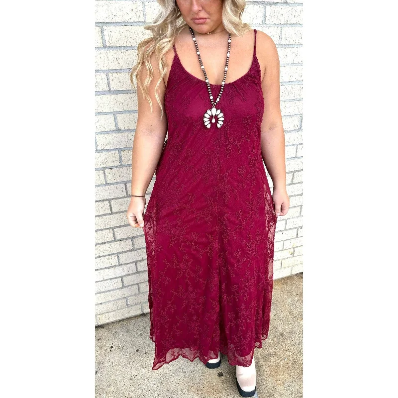 Pure Bliss Burgundy Lace Dress
