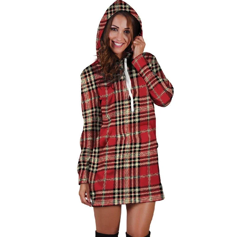 Red Plaid Tartan Scottish Hoodie Dress