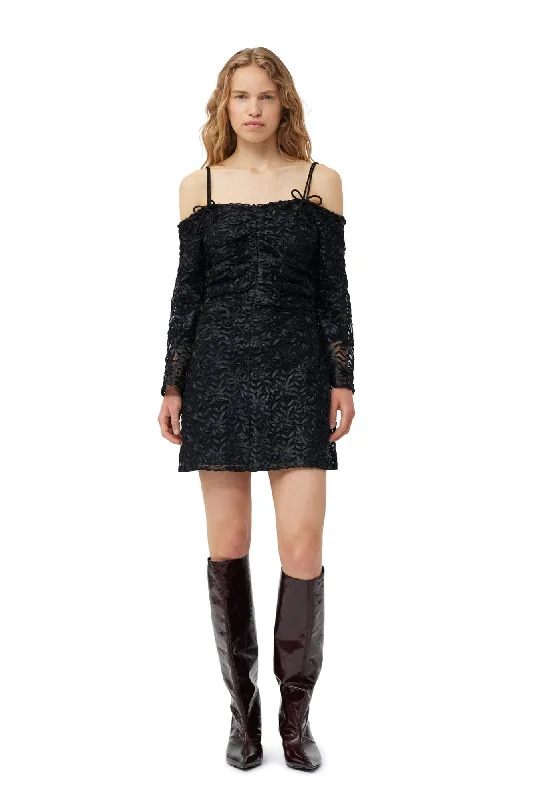 Ribbon Tulle Mini Dress | Black Fashionable Summer Mini Dress
