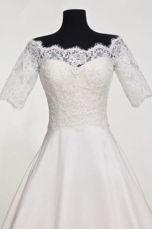 Scalloped Eyelash Lace Wedding Topper Bridal Jacket with Sleeves Fitted Jacket Loose Jacket Oversized Jacket