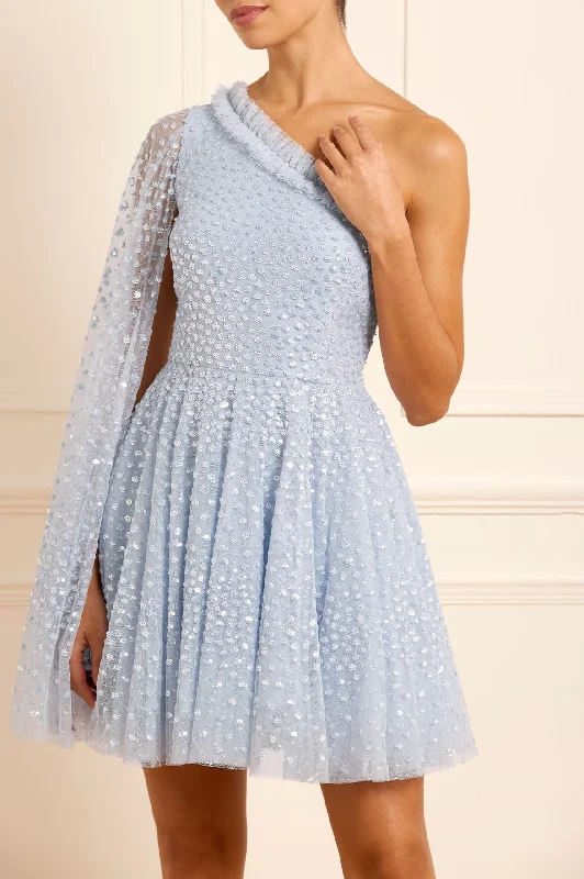 Scatter Dot One-Shoulder Mini Dress Fashionable Polka Dot Mini Dress