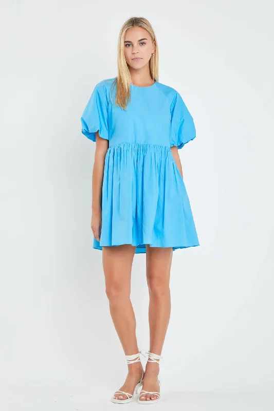 English Factory - Short Balloon Sleeve Mini Dress Comfortable Ruffle Mini Dress