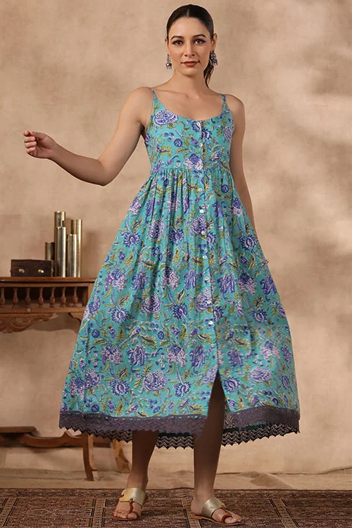 Shuddhi Blue Spaghetti Dress