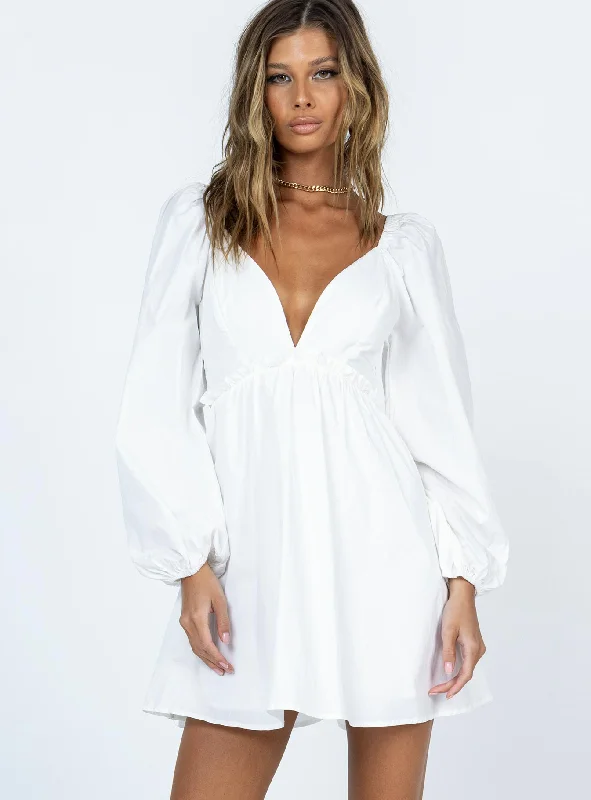 Skylark Mini Dress White Modern Satin Mini Dress