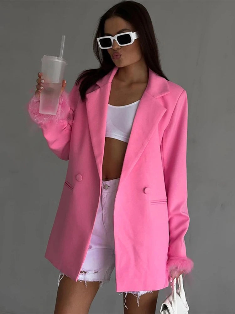 Slim Business Casual Long Street Temperament Women's Sleeve Jacket Denim Fabric Leather Fabric Suede Fabric Slim Business Casual Long Street Temperament Women's Sleeve Jacket Denim Fabric Leather Fabric Suede Fabric