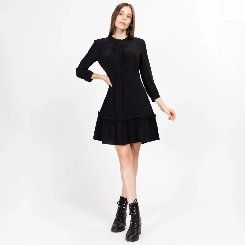 Small Y2K Miu Miu Black Silk Gothic Mini Dress Elegant Vintage Mini Dress