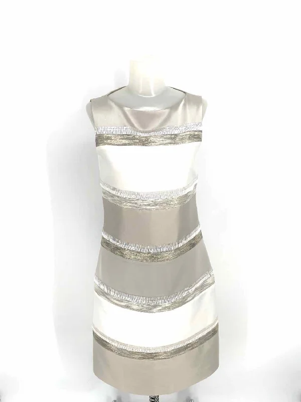 ST. JOHN Women's White/Silver sheath Beaded Size 4 Dress