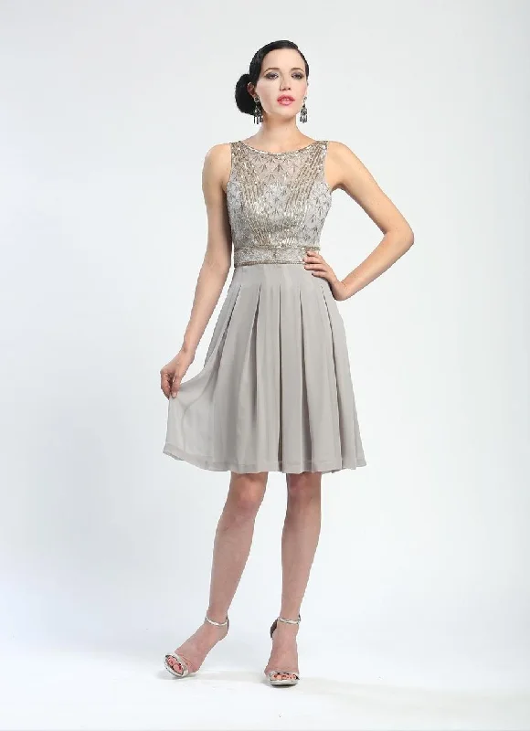 Sue Wong - Gilt-Sequined Sheer Dress N4216SC