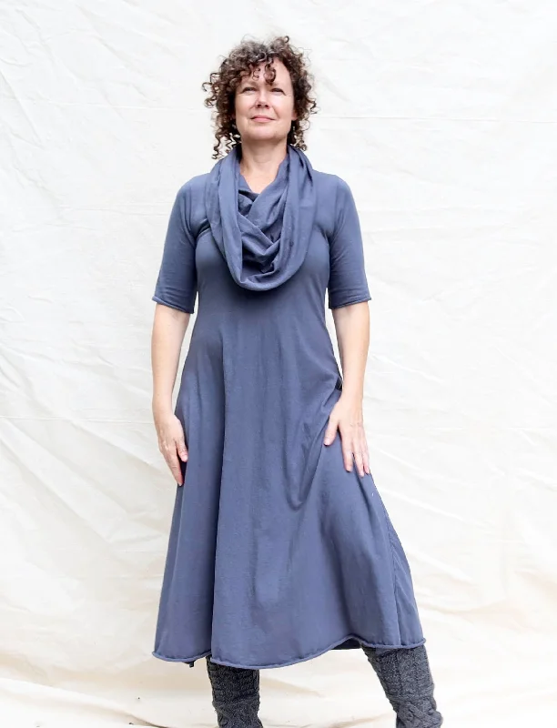 Super Cowl Babydoll Below Knee Dress