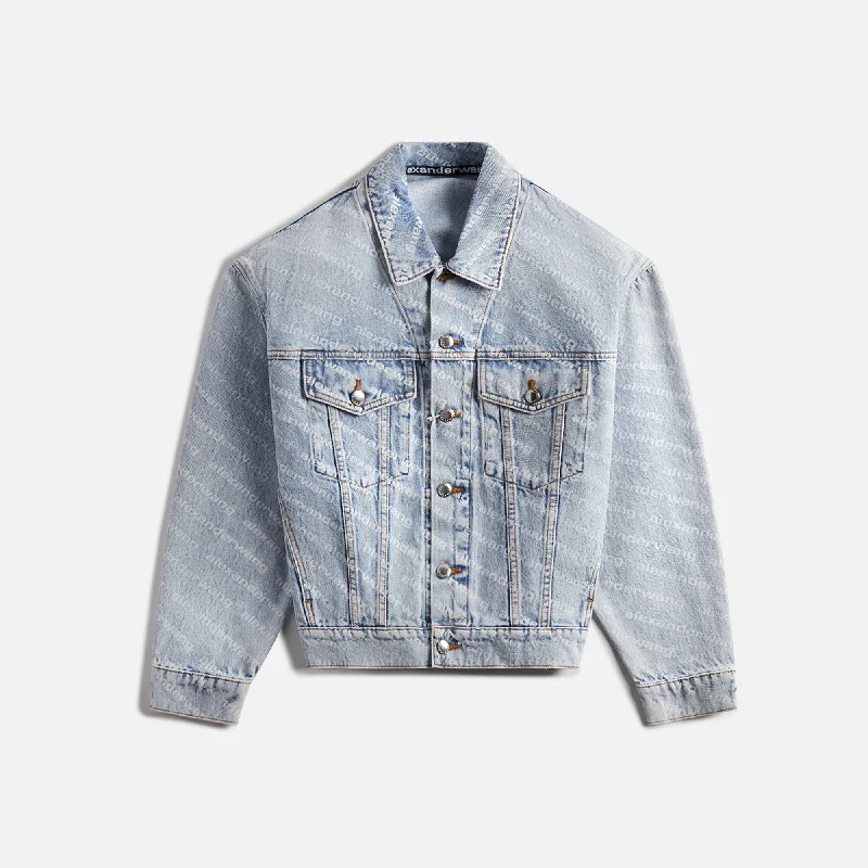 T by Alexander Wang Falling Back Jacket - Pebble Bleach Zippered Front Buttoned Front Snap Front