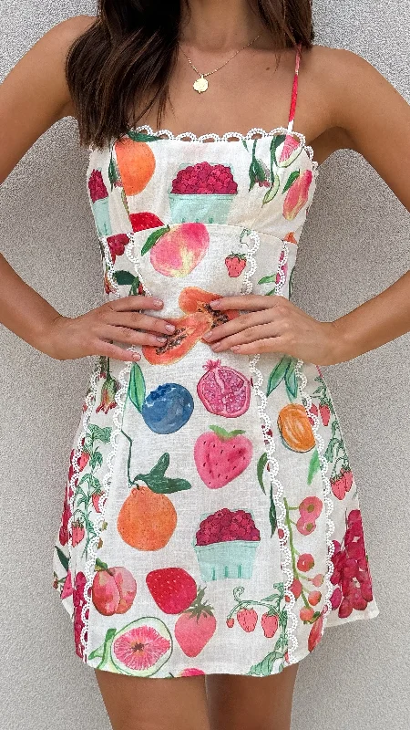 Takoda Mini Dress - Fruit Print Cozy Cotton Mini Dress