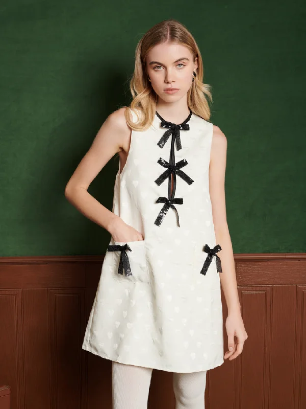 Tamara Bow Mini Dress Chic Puff Sleeve Mini Dress