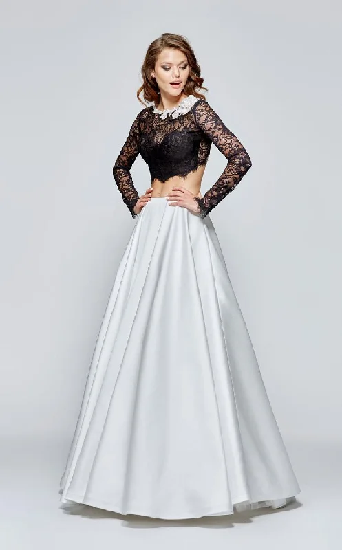 Tarik Ediz - 93114 Lace Top Satin A-line Two Piece Dress
