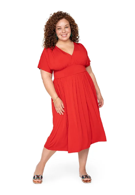 Leota Curve Tiana Dress Solid Barbados Cherry