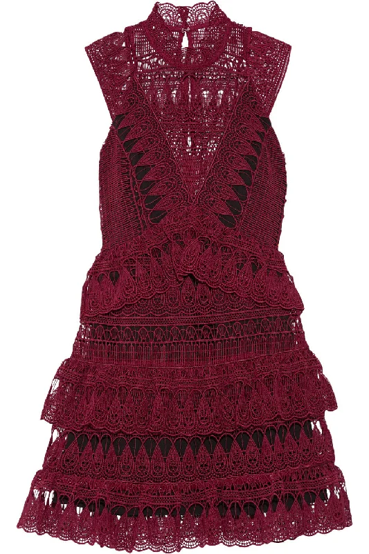 Tiered guipure lace mini dress Classic Black Mini Dress