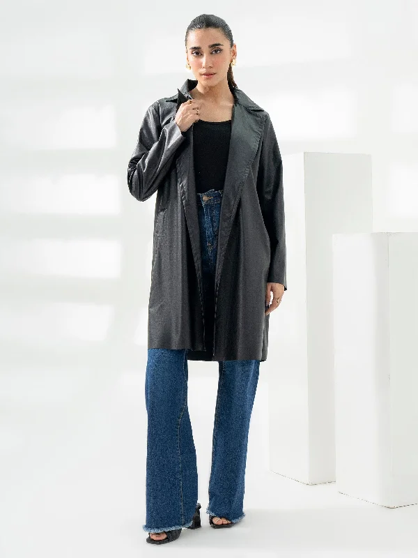 Lapel Leather Jacket Zippered Front Buttoned Front Snap Front