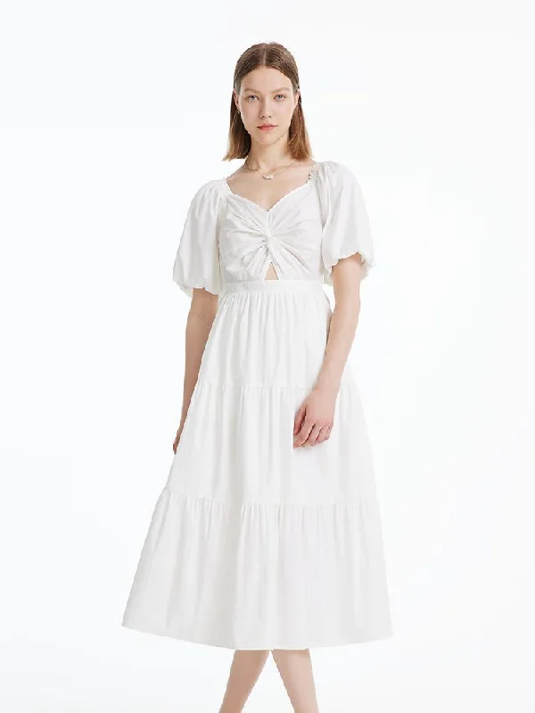 White Puff Sleeve Dress