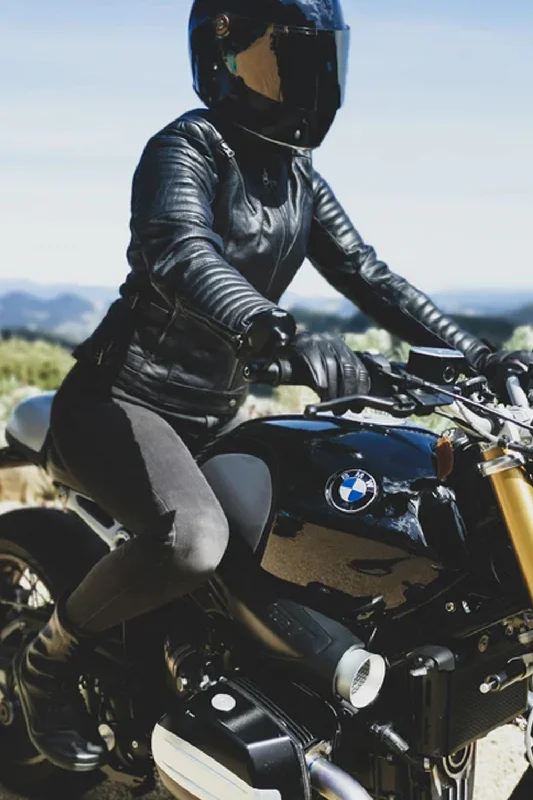 Wild & Free Women's Black Leather Jacket Knit Fabric Woven Fabric Fleece Fabric
