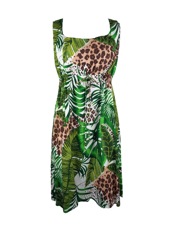 Wild Paradise Jungle Women's Empire Tie Front Hawaiian Dress (Regular Fit)