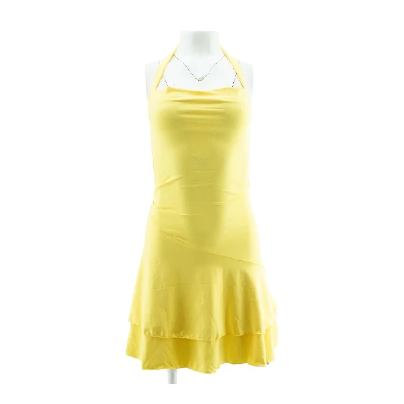 Yellow Solid Mini Dress Trendy Bodycon Mini Dress