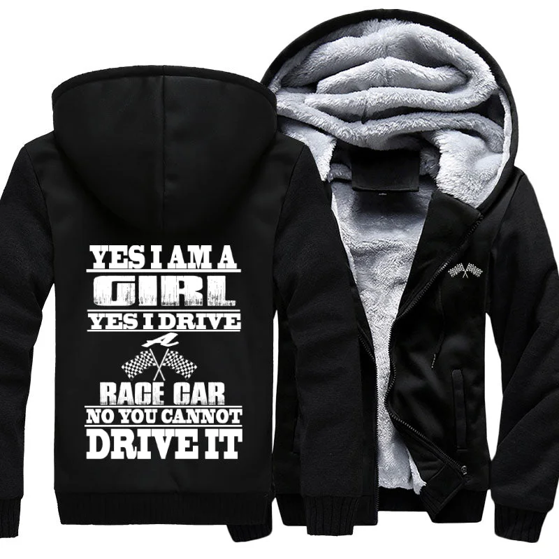Superwarm Yes I'm  Girl Yes I Drive A Race Car Jackets With FREE SHIPPING! Rayon Fabric Velvet Fabric Corduroy Fabric