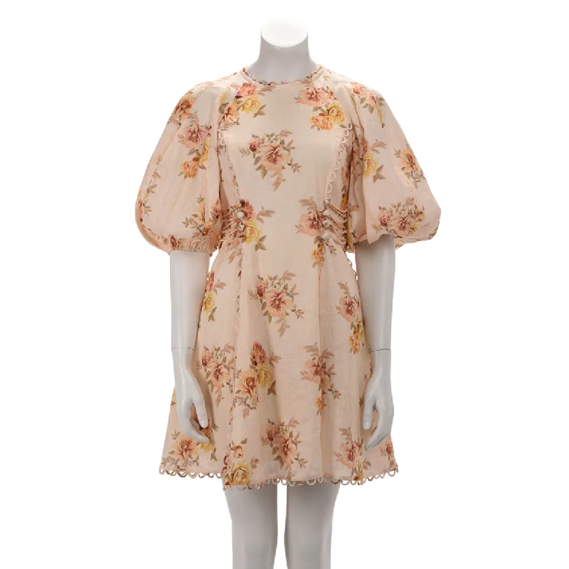 Zimmermann Lemon Rose Linen Rosa Laced Mini Dress 1 Stylish Sweetheart Mini Dress