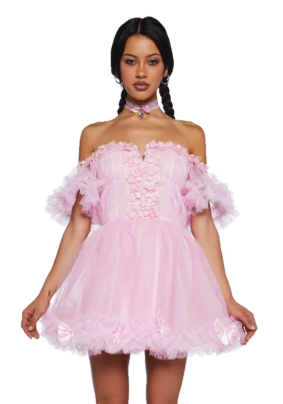 Winter Rose Mini Dress - Pink Trendy Lace Mini Dress