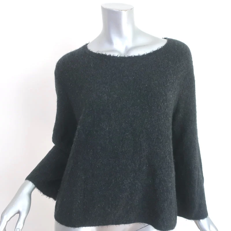 3.1 Phillip Lim Sweater Black Wool-Yak Stretch Knit Size Large Collared Crew Neck Turtle Neck
