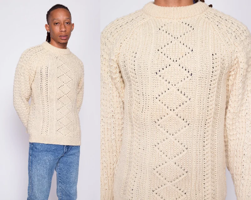 70s McRitchie Of Edinburgh Cable Knit Sweater - Men's Small Short Spandex Blend Rayon Blend Denim Blend 70s McRitchie Of Edinburgh Cable Knit Sweater - Men's Small Short Spandex Blend Rayon Blend Denim Blend