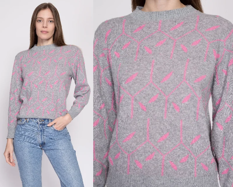 80s Teasers Abstract Knit Sweater - Medium Fitted Loose Oversized
