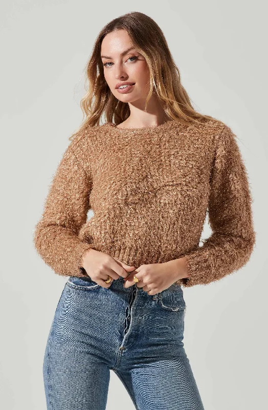 Alma Metallic Knit Sweater Tailored Straight A-Line