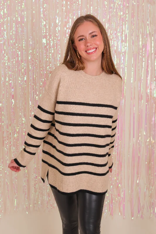 An Easy Decision Sweater-Taupe Cashmere Blend Cotton Blend Poly Blend