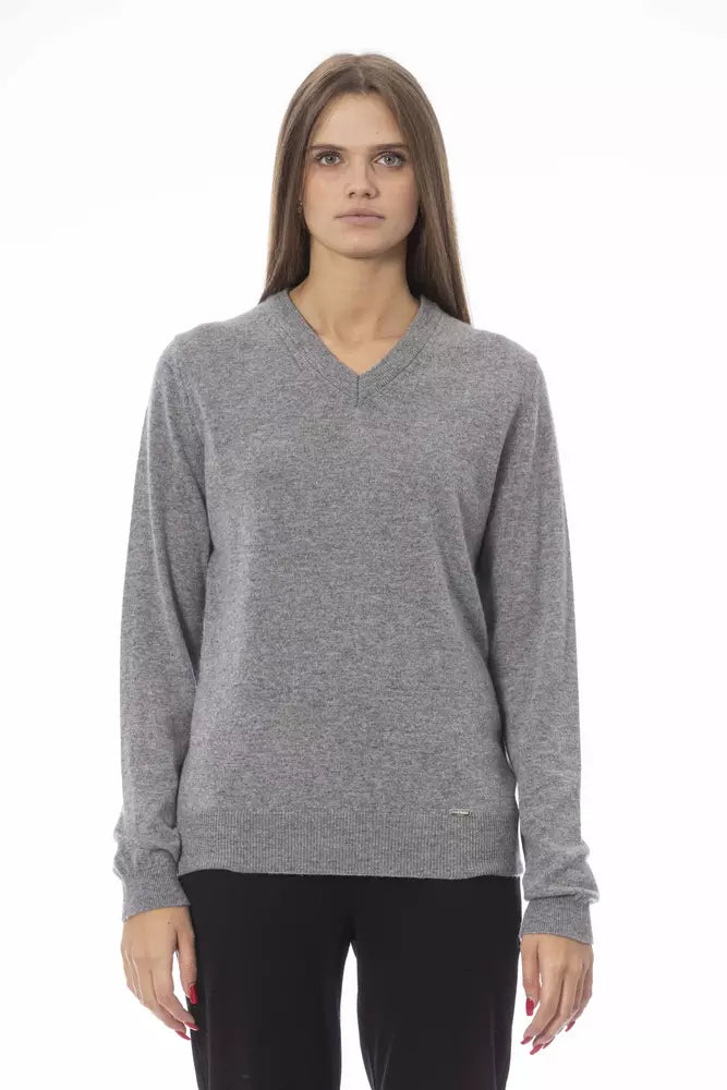 Baldinini Trend Gray Wool Women Sweater Fleece Fabric Down Fabric Feather Fabric