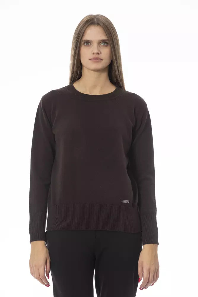 Baldinini Trend Brown Wool Women Sweater Iron Safe Non-Iron Wrinkle Free