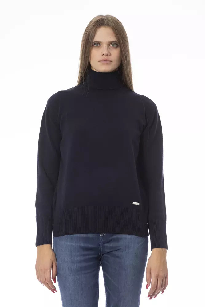 Baldinini Trend Blue Wool Women Sweater Bright Pastel Dark