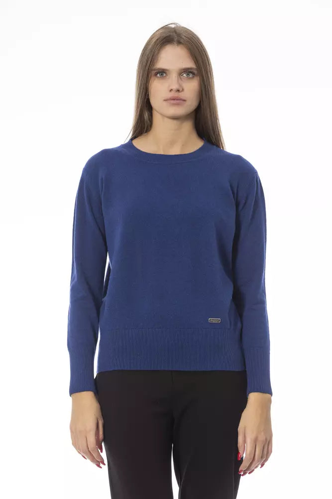 Baldinini Trend Blue Wool Women Sweater Slim Fit Regular Fit Oversized