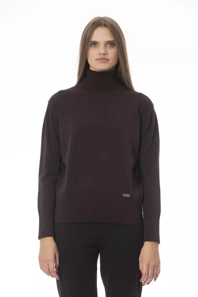 Baldinini Trend Brown Wool Women Sweater Slim Fit Regular Fit Oversized