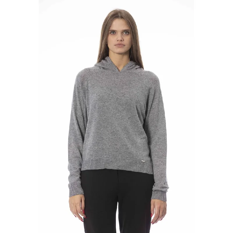 Baldinini Trend Gray Wool Women Sweater Wool Fabric Cashmere Fabric Tweed Fabric