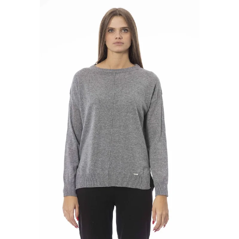 Baldinini Trend Gray Viscose Women Sweater Wool Sweater Cotton Sweater Cashmere Sweater