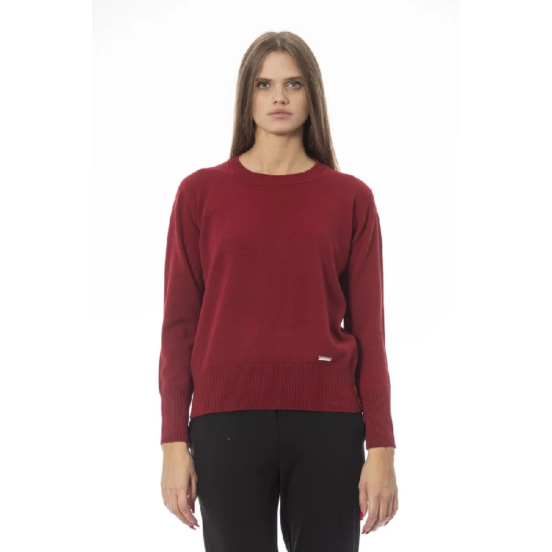 Baldinini Trend Red Wool Women Sweater Lightweight Heavyweight Midweight